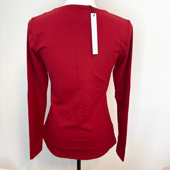 Susana Monaco Core Sexy V-Neck Long Sleeve Top In Siren Red Size Large New - Picture 7 of 13